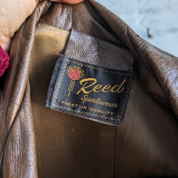 Vintage Brown Leather Jacket Western Trench Coat Earthy Cowboy Minimalist Coat L - Picture 8 of 10